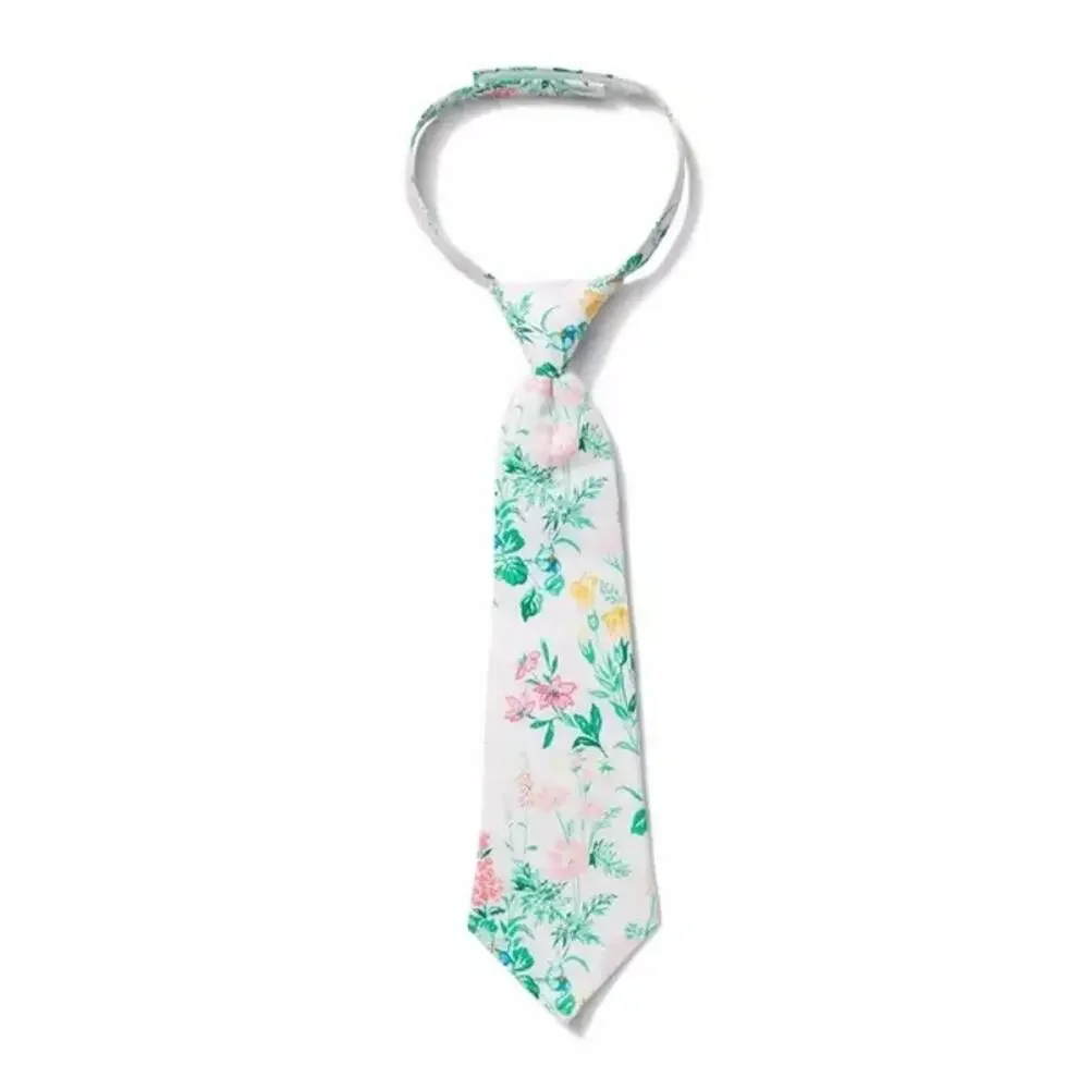 JANIE AND JACK White Green Pink Floral Necktie Tie Preppy - Sz 2-5 - NWT
